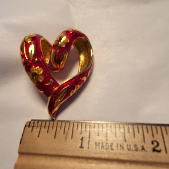 Vintage Nolan Miller Heart Pendant Cloisonne - Picture 3 of 5
